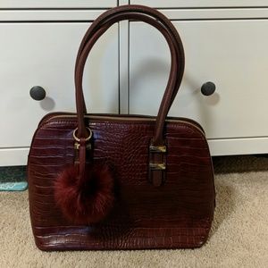 Gorgeous red purse with red poof!💕 Like new!